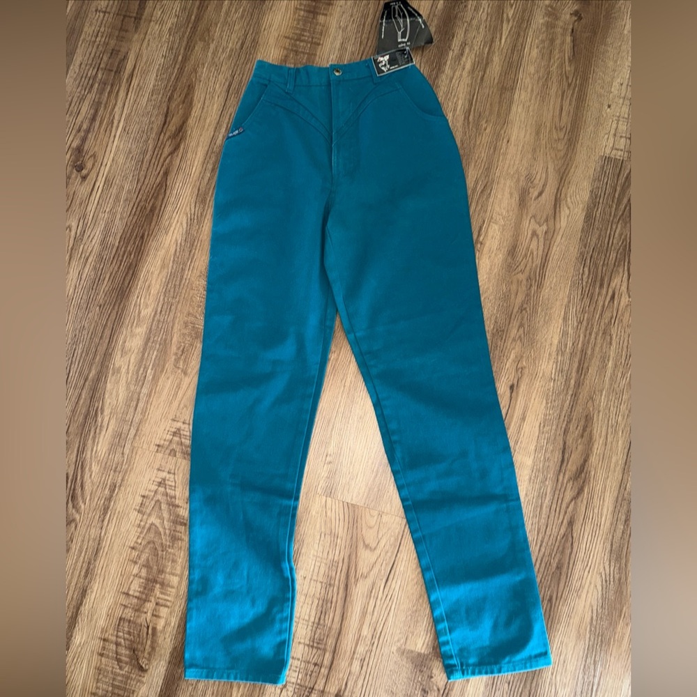 NWT VTG Blaze Blackfire Back Lash Teal  Western Jeans Women 7/8  High Waist